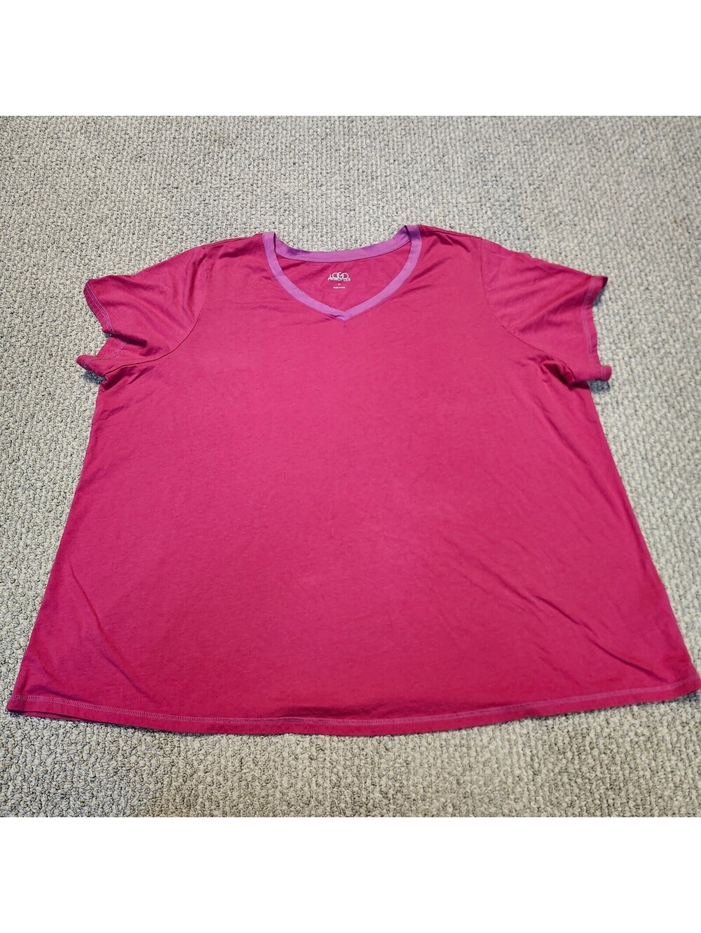 LOGO Principles Women's 3X V-Neck Pink Short Sleeve T-Shirt